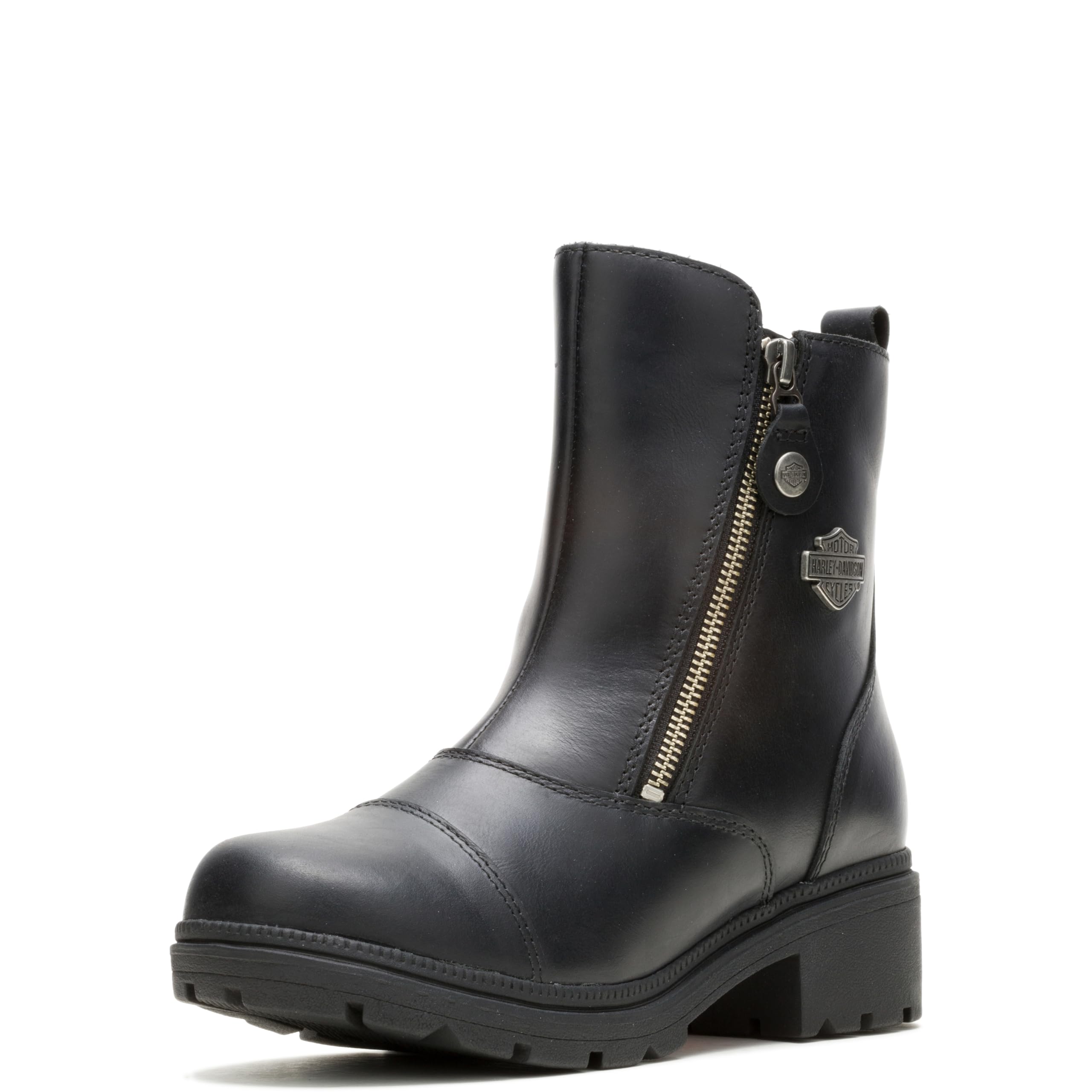 Harley-Davidson Amherst boot, front view, durable full-grain leather for daily wear.