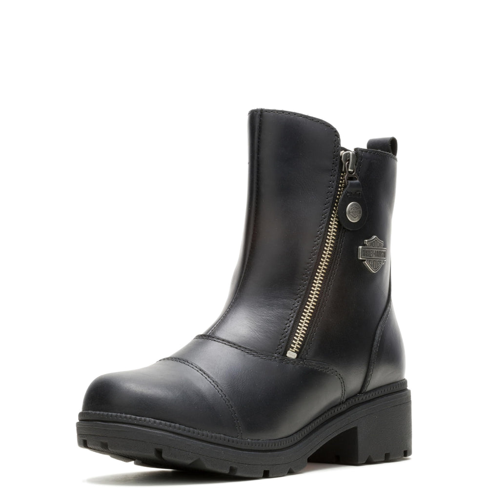 Harley-Davidson Amherst boot, front view, durable full-grain leather for daily wear.