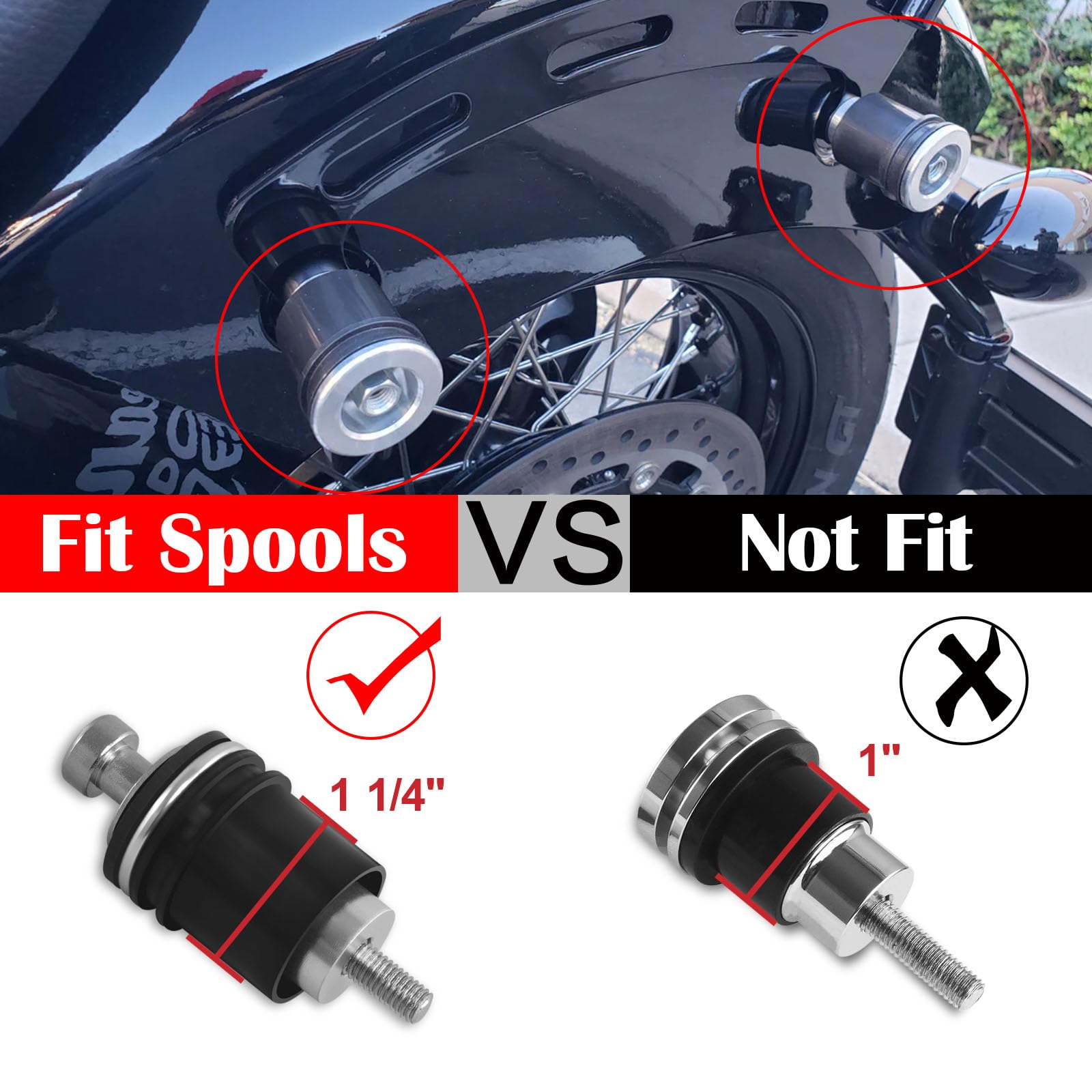 Installing Harvards Chrome spool-bushing for quick, tool-free replacement on a motorcycle.
