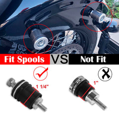 Installing Harvards Chrome spool-bushing for quick, tool-free replacement on a motorcycle.