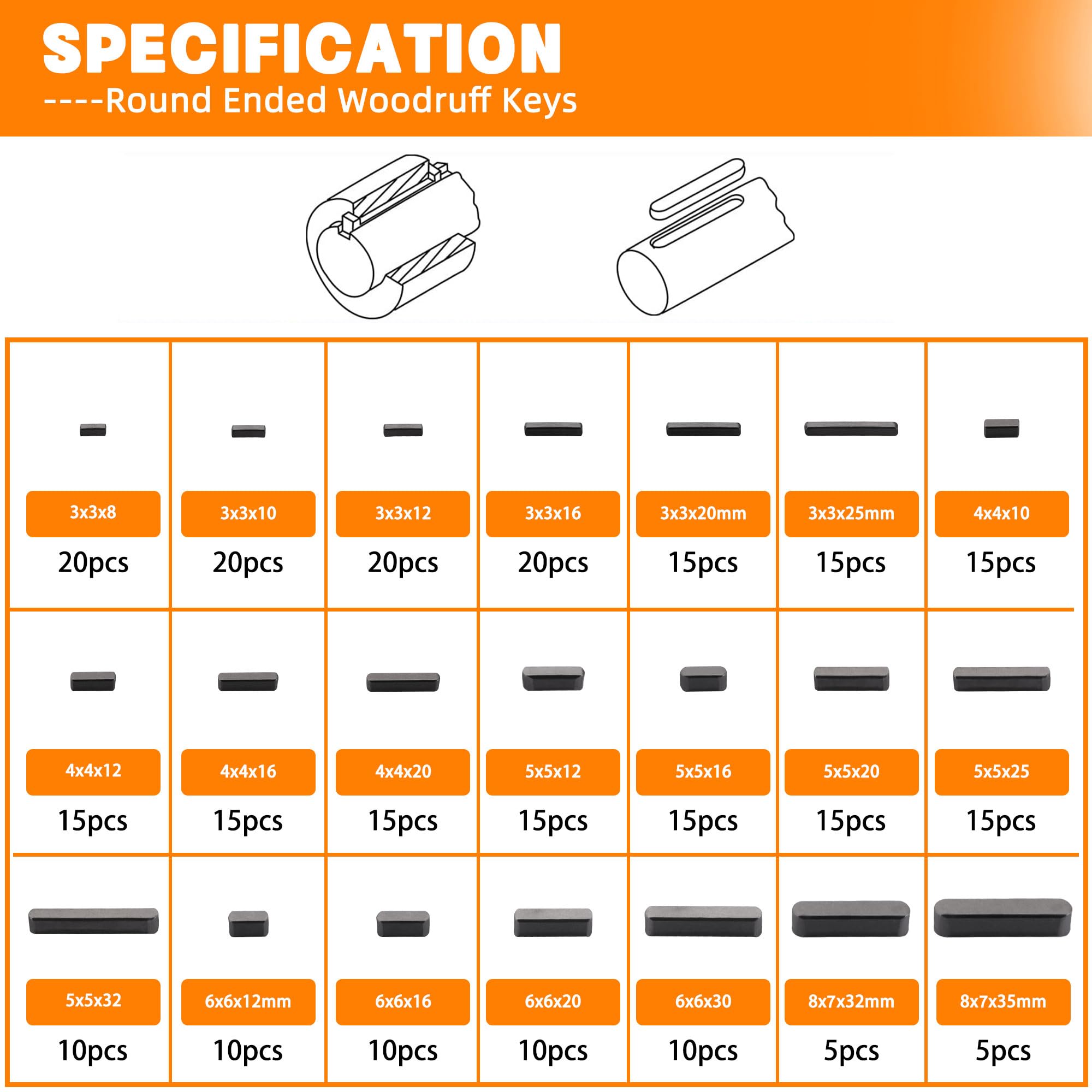 HASAOMOI woodruff key kit open case enables easy access to sizes.