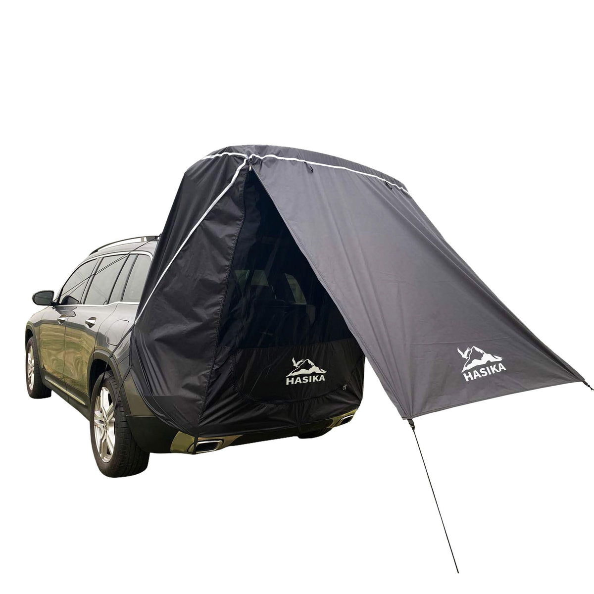 Hasika SUV Tailgate Tent overview shows shaded outdoor space beside the car for comfort.