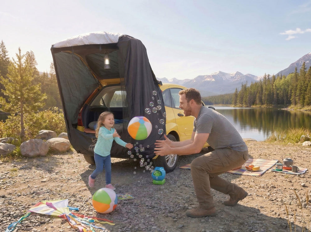 Hasika SUV Tailgate Tent waterproof 3000mm highlights rain protection during stops.