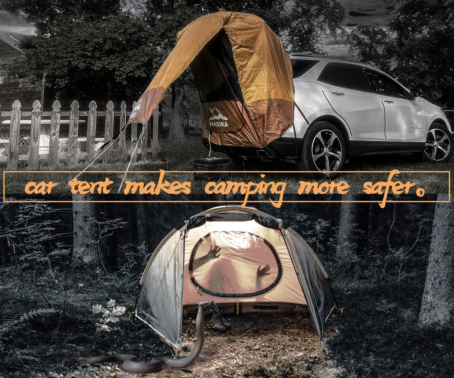 Hasika SUV Tailgate Tent fits many SUVs with universal sleeve design