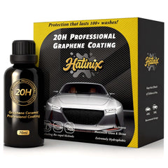 Hatinix 20H graphene ceramic coating bottle provides durable gloss and protection.