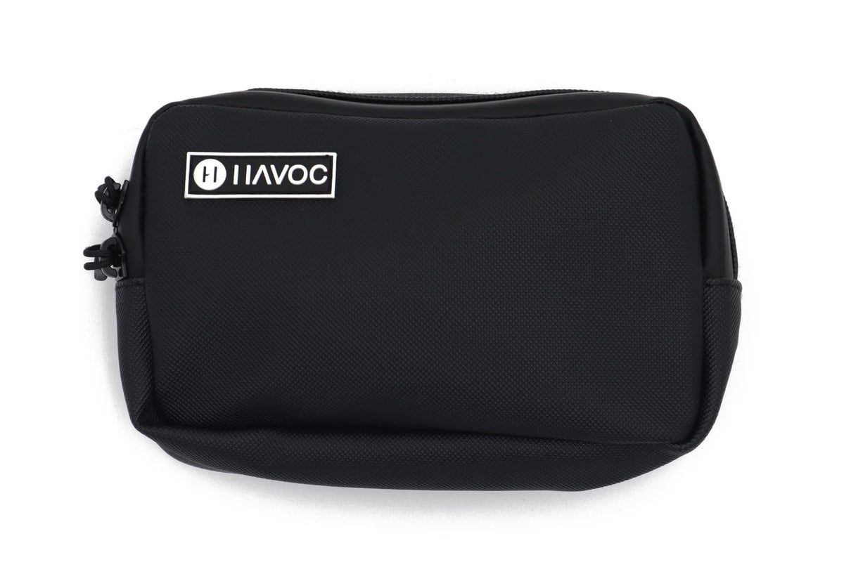 Havoc Racing Bar Bag on handlebars shows universal fit for quick access.