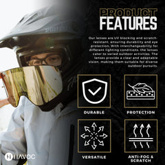 Havoc Racing Infinity Lenses with tear-off posts for added protection on dusty trails