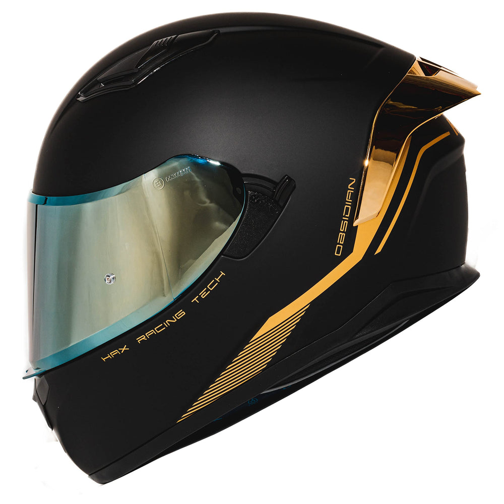 HAX Obsidian full-face dual visor helmet front view for confident daytime rides.