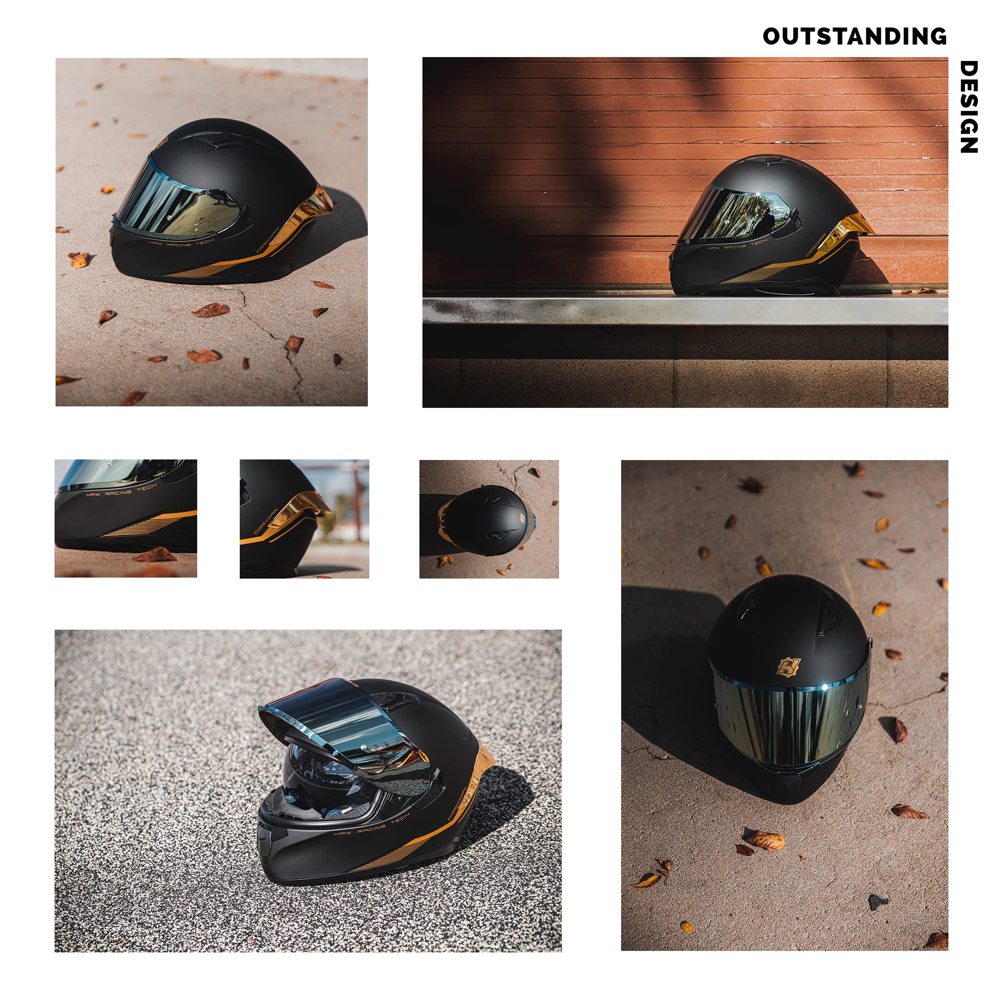 HAX Obsidian outer plus inner sun visors block UV glare for clearer vision.