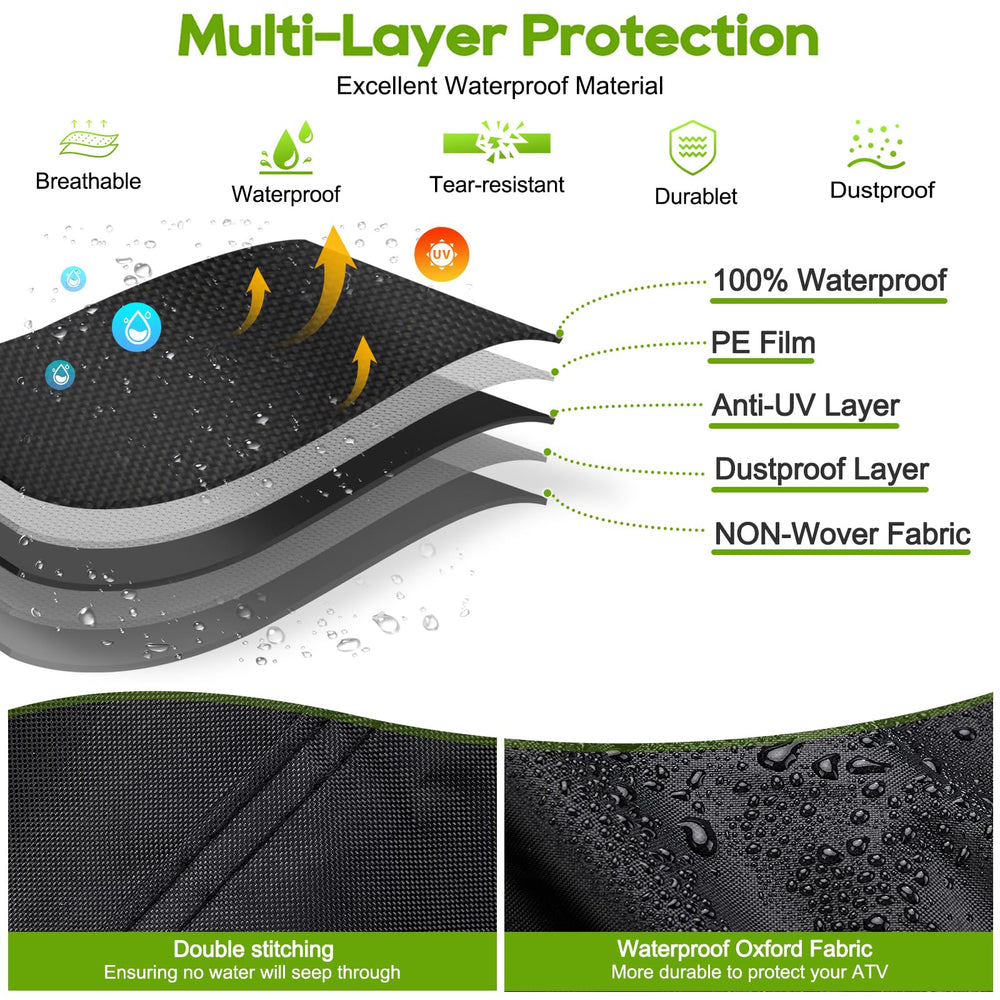 HAYCOVER ATV cover showing elastic front and rear bands for a snug fit
