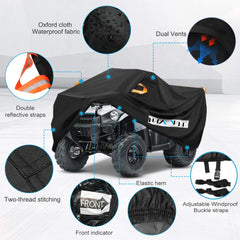 HAYCOVER cover with windproof straps securing a quad in gusty conditions