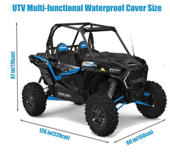 HAYCOVER UTV cover with front mark and vent system for easy orientation and airflow.