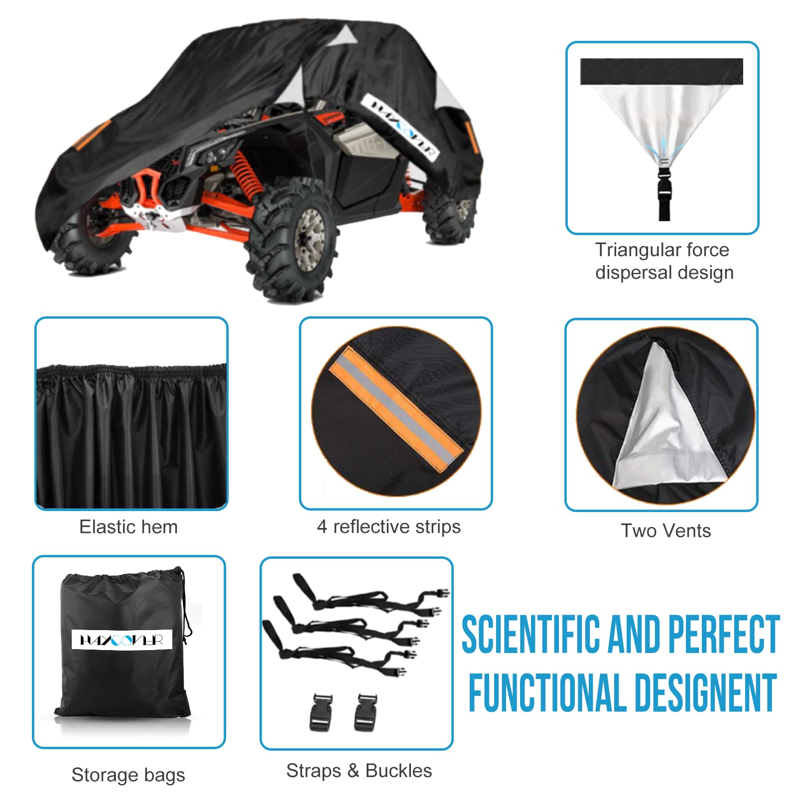 HayCover UTV cover with two vents promoting airflow and reducing heat.