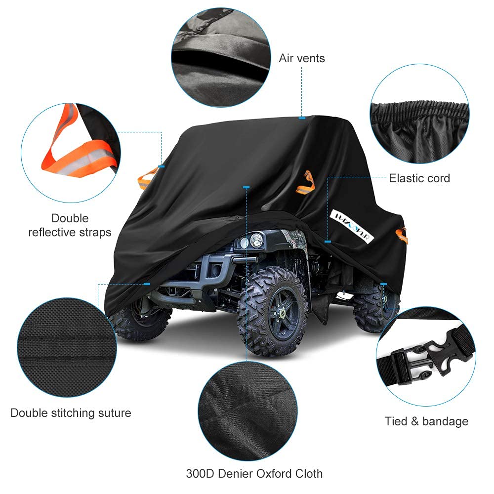 HAYCOVER universal-fit UTV cover on a single-row seat model for multiple brands.