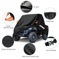 HAYCOVER universal-fit UTV cover on a single-row seat model for multiple brands.