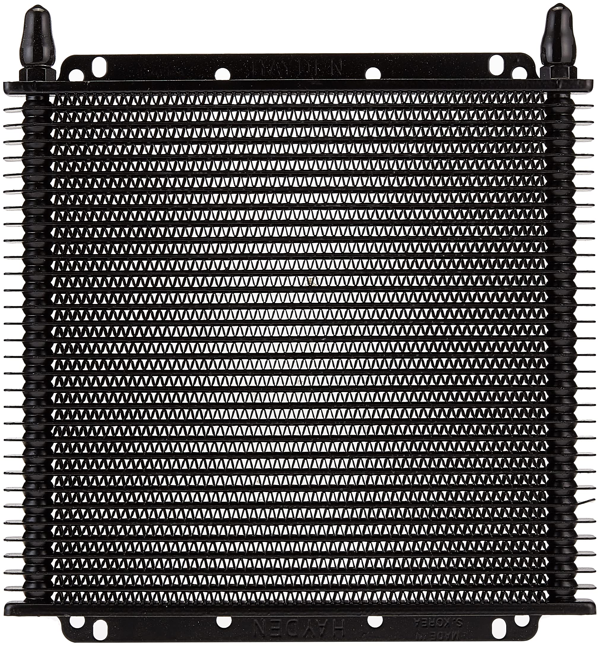 Hayden 689 transmission cooler front view highlights sturdy, space-saving design.
