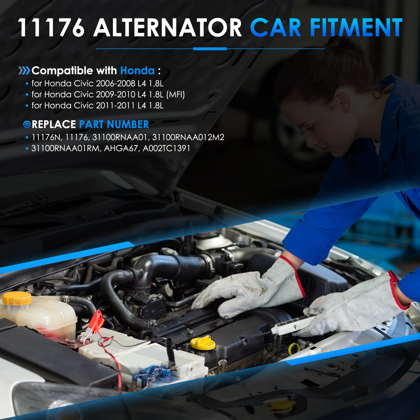 HAYIAUTO 11176N alternator rear view showing internal regulator and cooling features