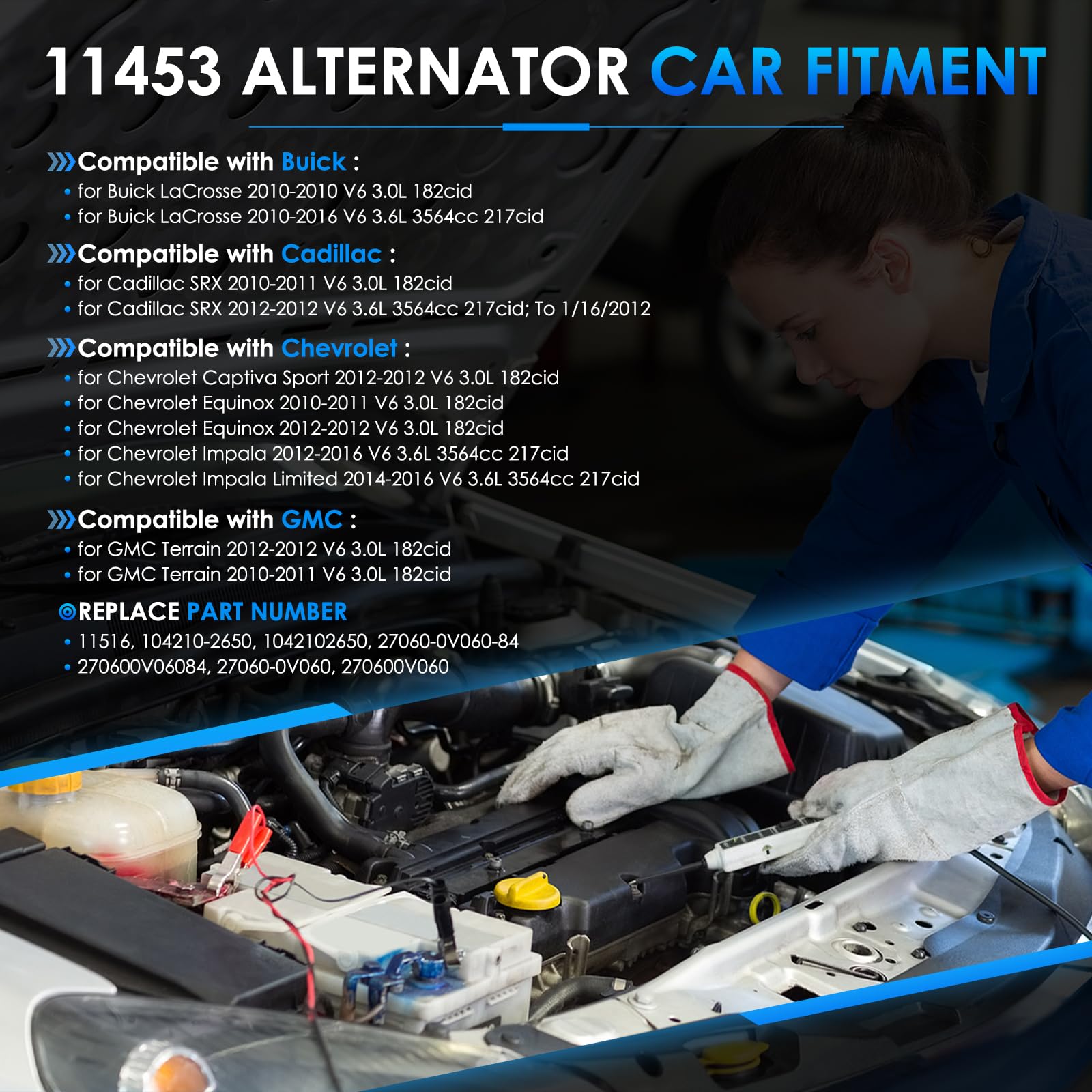 HAYIAUTO 11453N alternator side profile shows compact, retrofit-ready design.