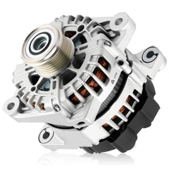 Hayiauto 11710N alternator front view showing compact 6-groove pulley for 12V systems
