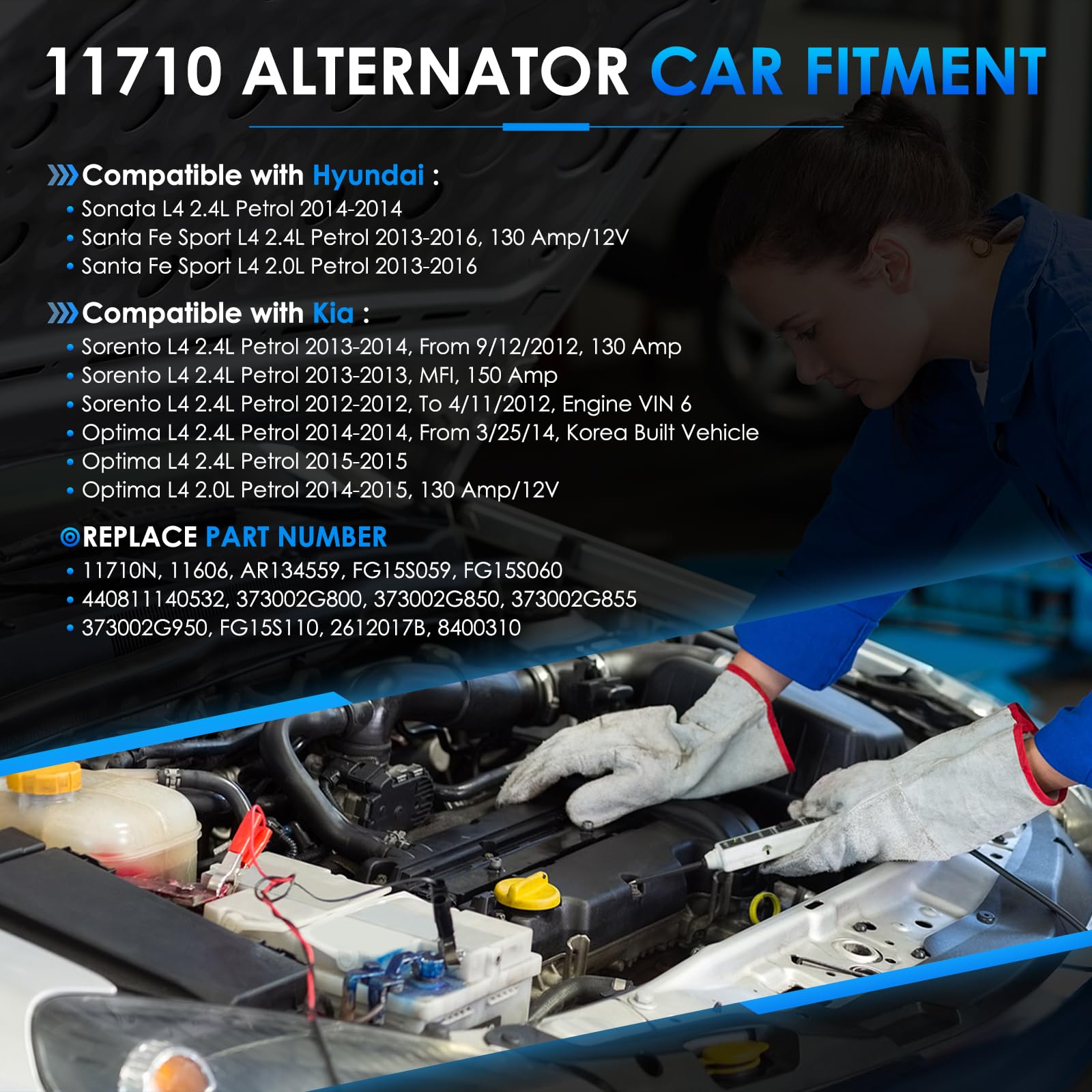 Hayiauto 11710N alternator rear view highlighting internal regulator for stable output