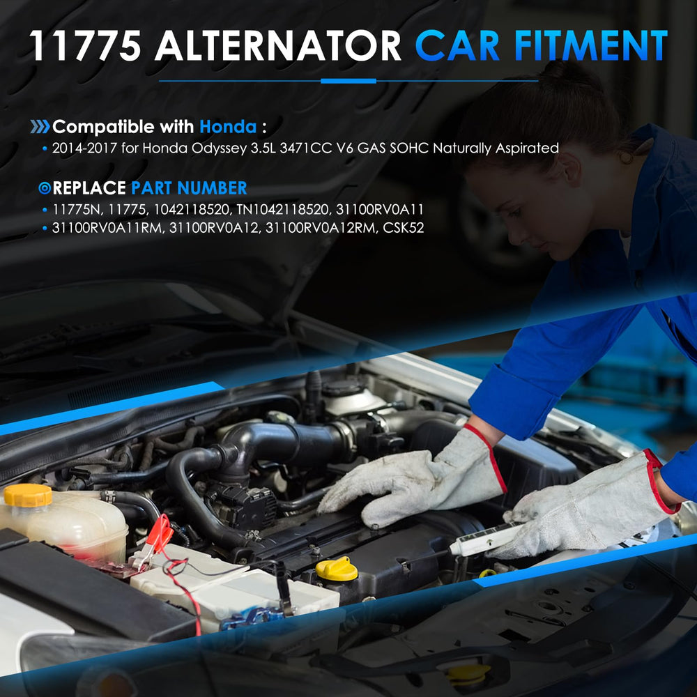 Hayiauto 11775 alternator rear view shows internal regulator for steady charging