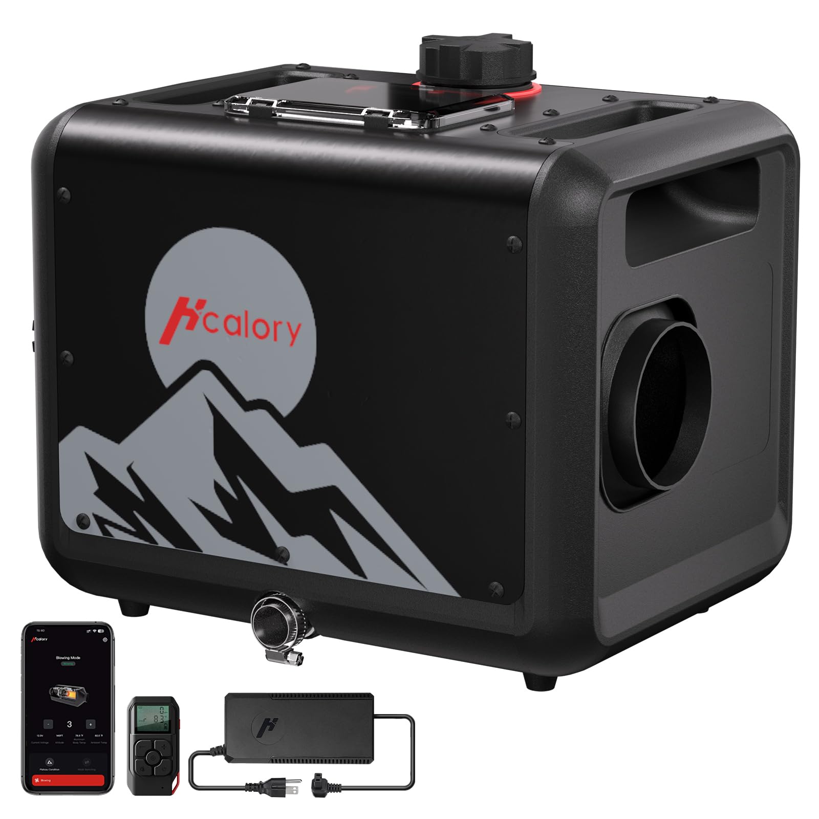 HCALORY 8KW diesel heater exterior unit for safe, ducted warmth control.