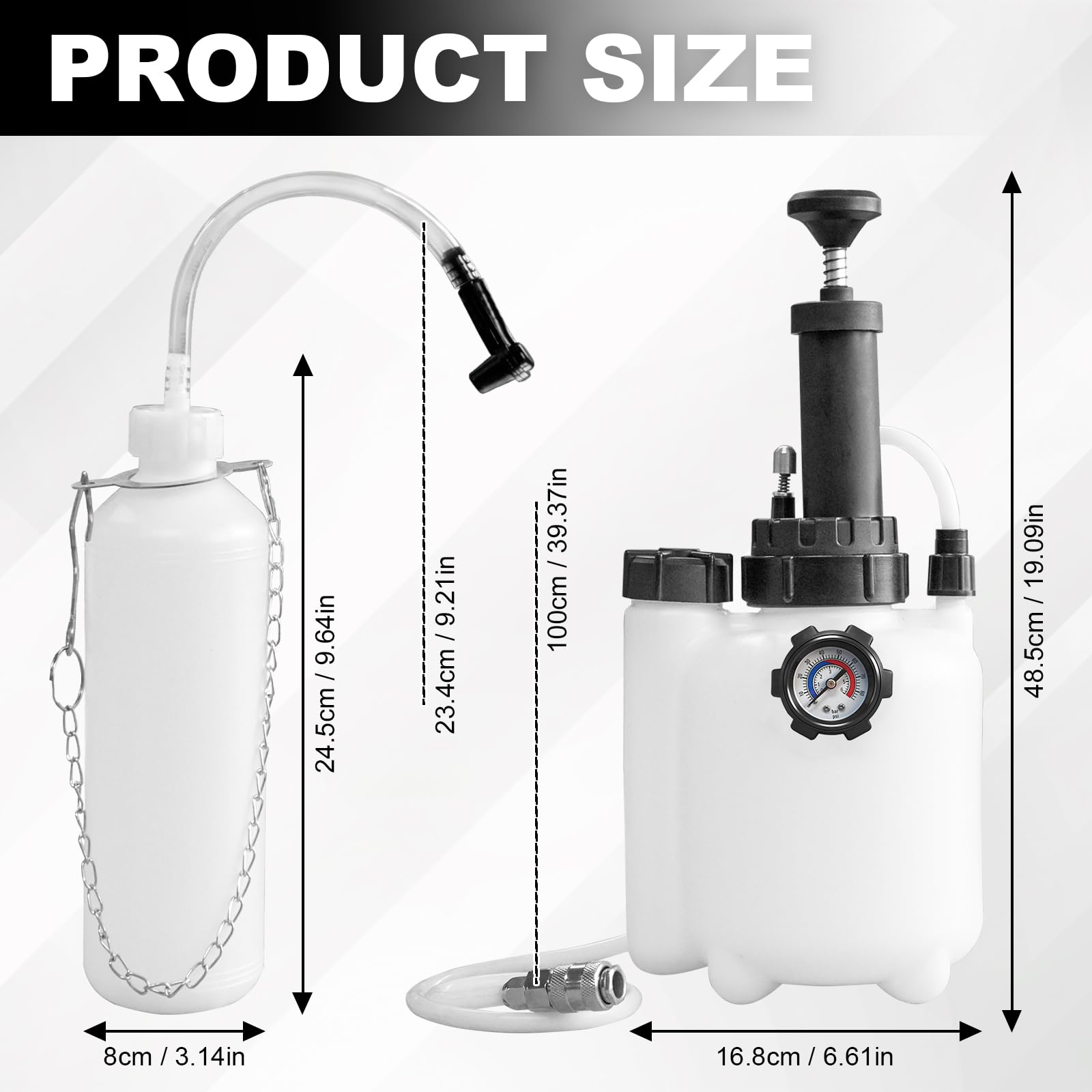 HCDDQP 1L brake bleeder bottle with clear visibility of fluid flow