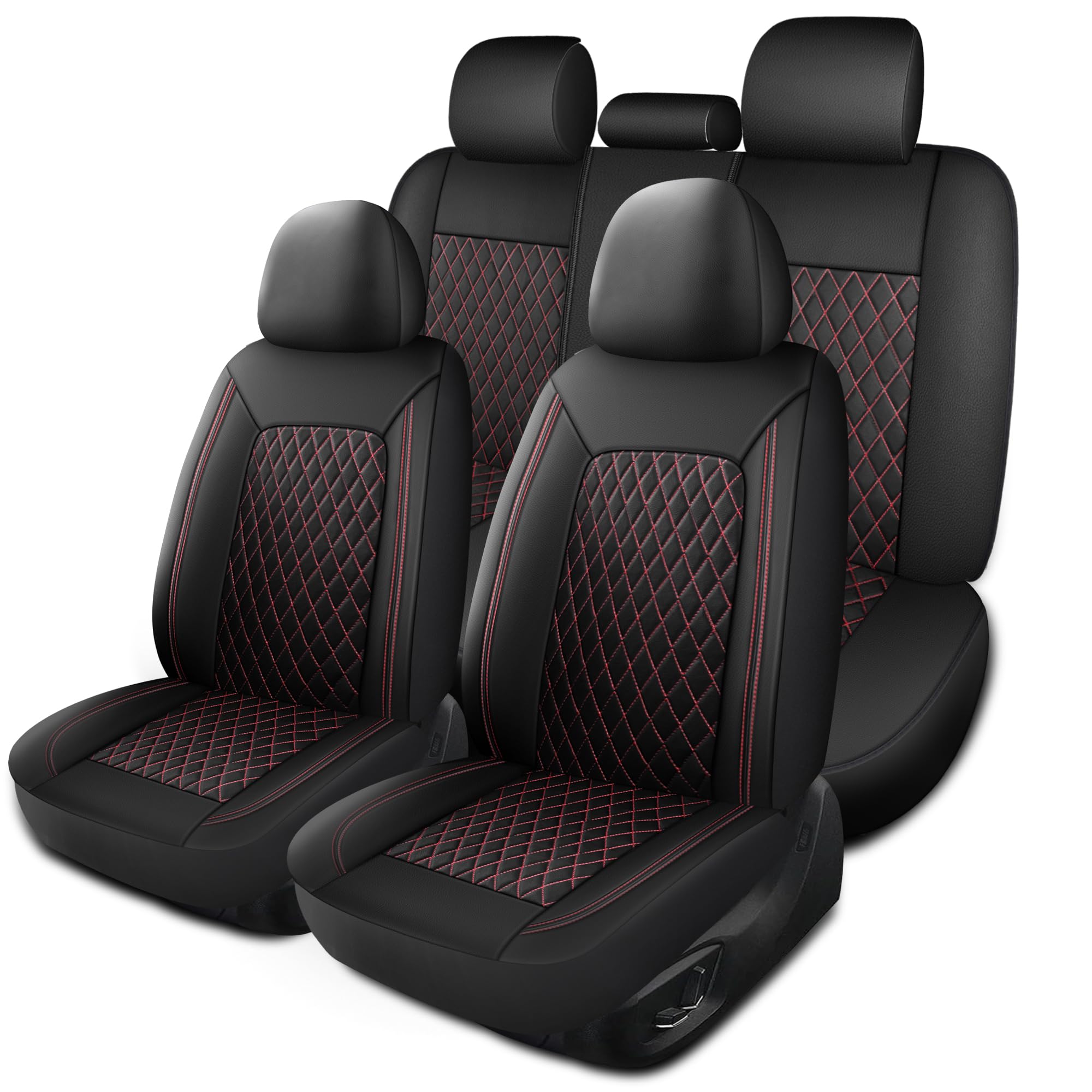 HChengkikz leather seat cover full set protects front and rear seats with coordinated style.