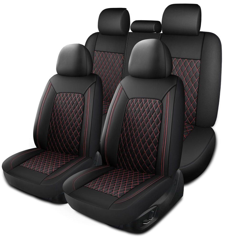 HChengkikz leather seat cover full set protects front and rear seats with coordinated style.