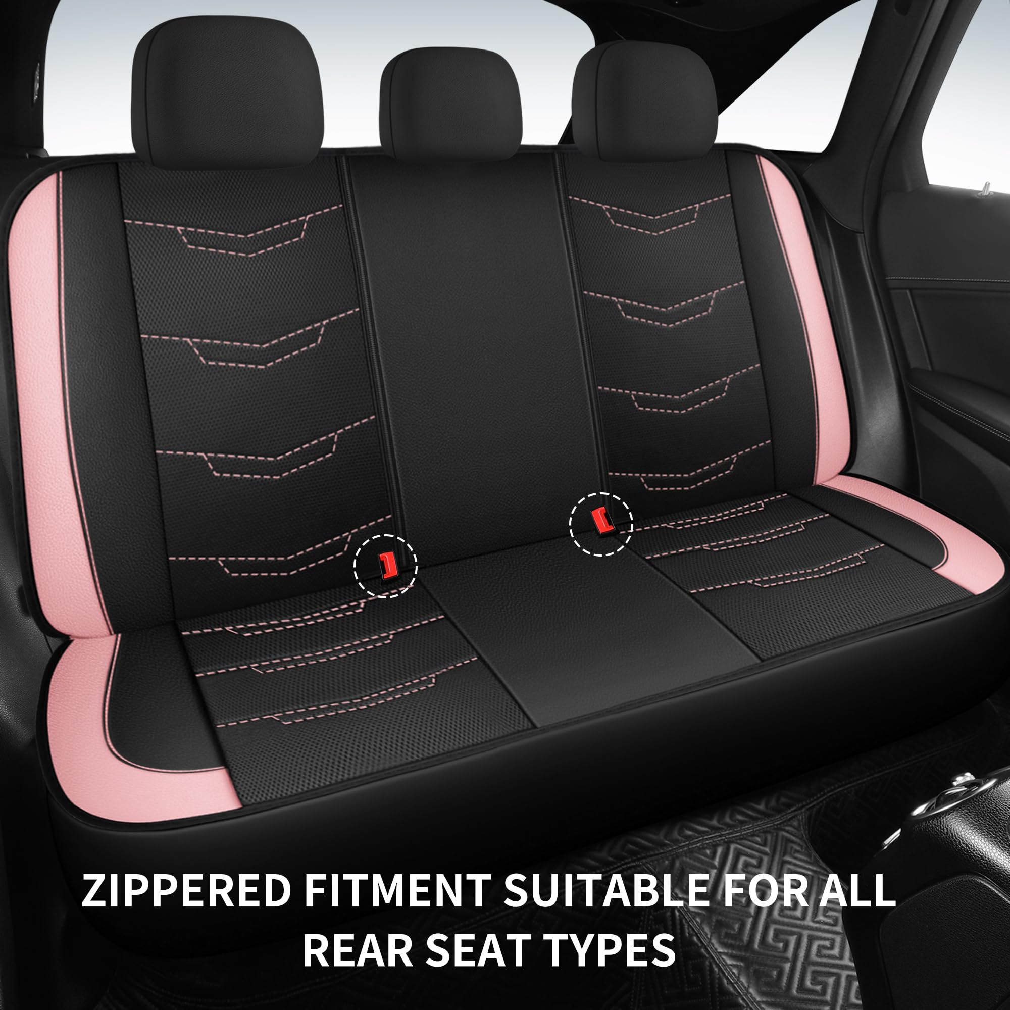 HChengkikz pink seat covers airbag-safe cutouts preserve safety features.