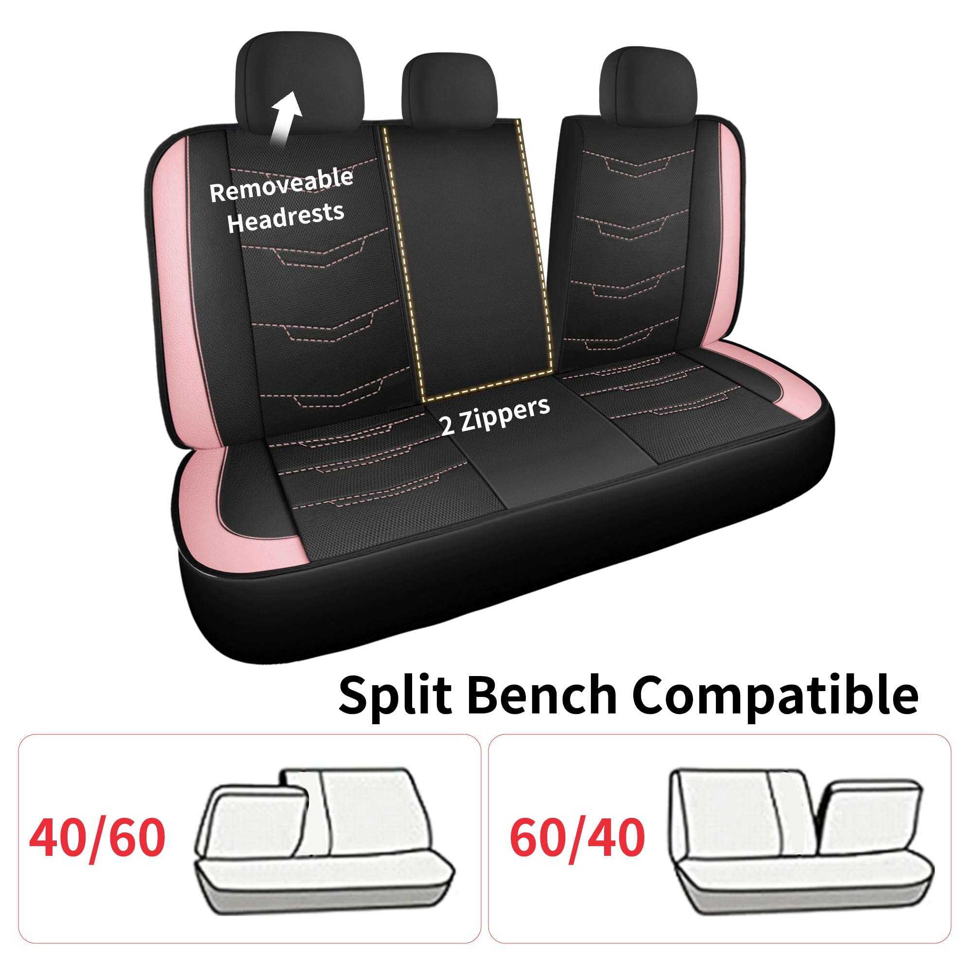 HChengkikz pink seat covers anti-slip lining minimizes movement.