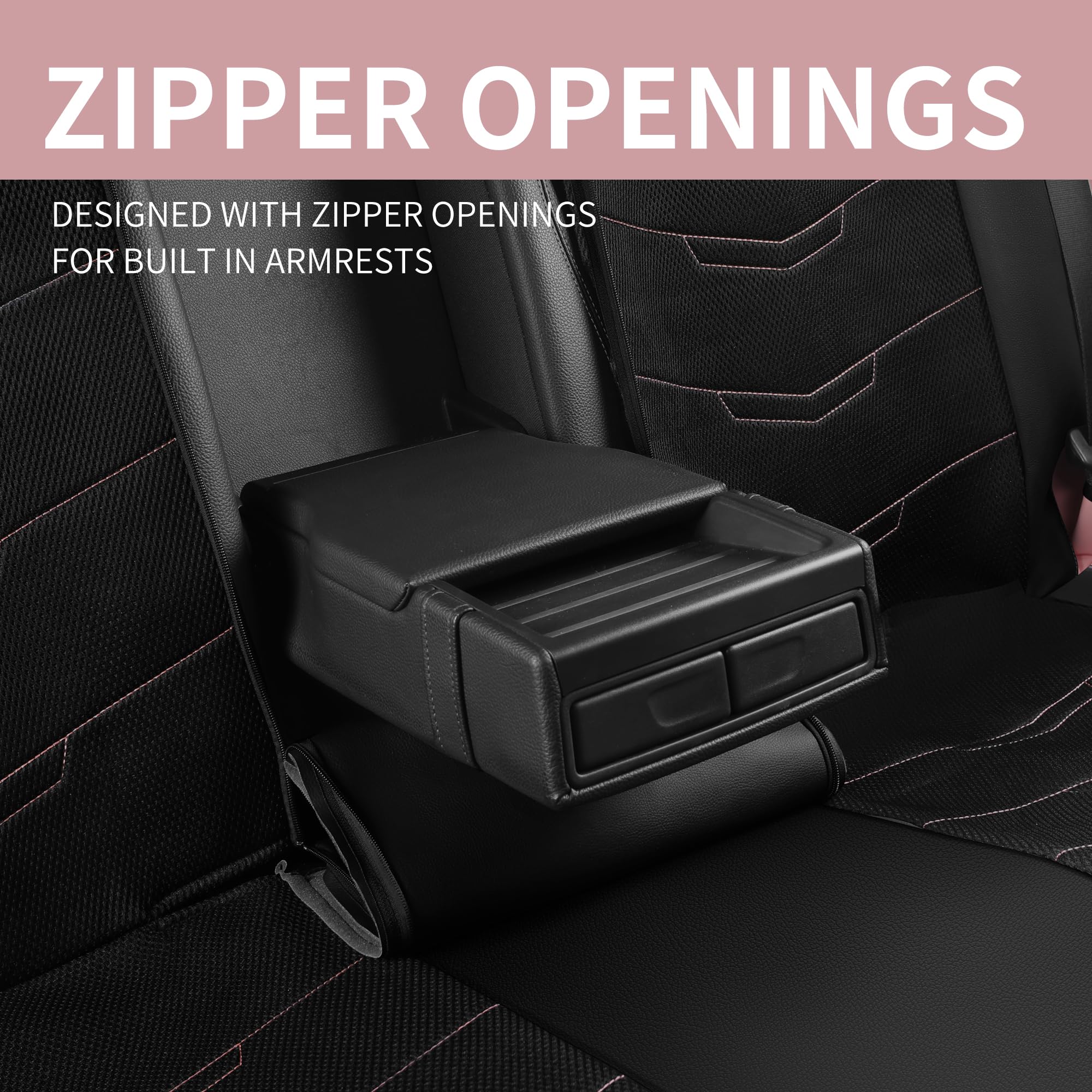 HChengkikz pink seat covers sport design with breathable perforations for ventilation.