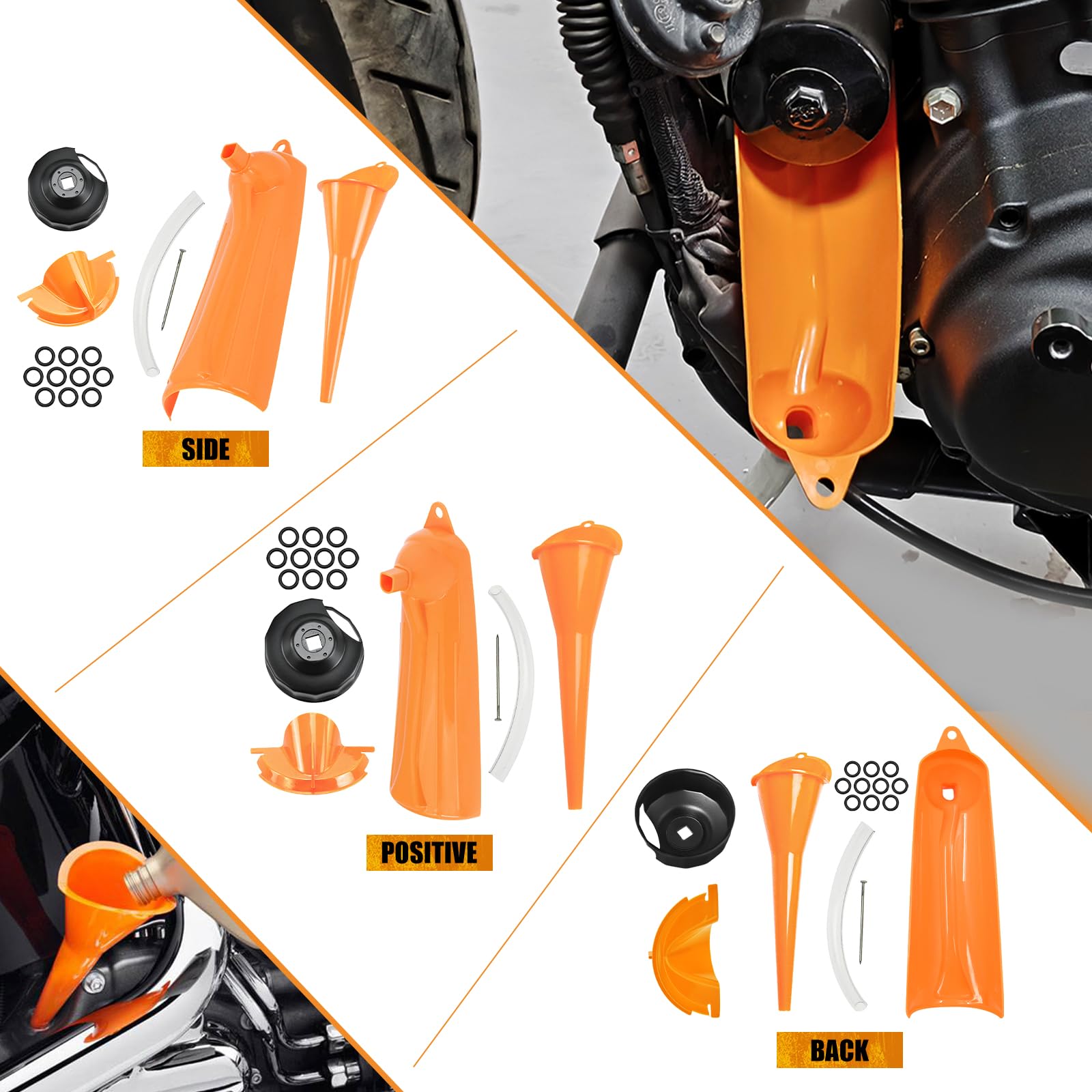HCmotorku primary oil fill funnel keeps fills precise and drip-free during maintenance.