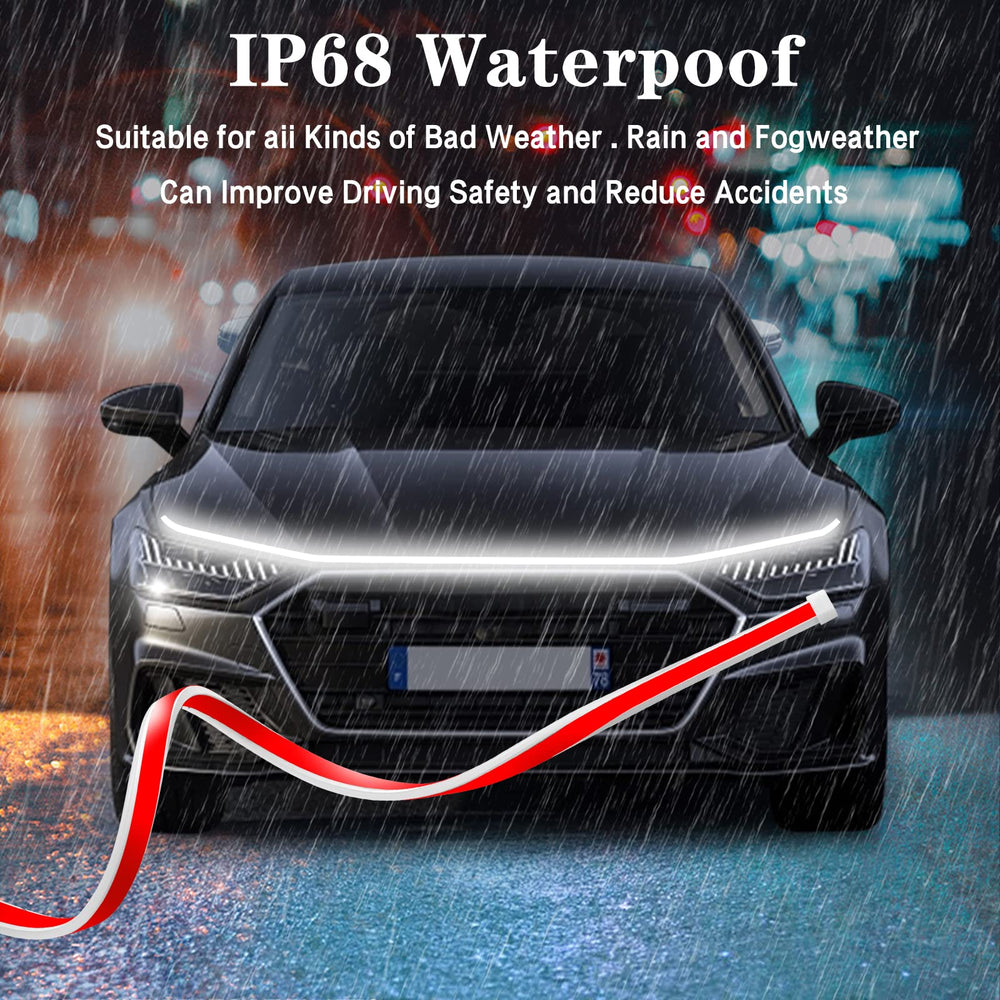 HConce easy-install with strong adhesive backing on hood edge.
