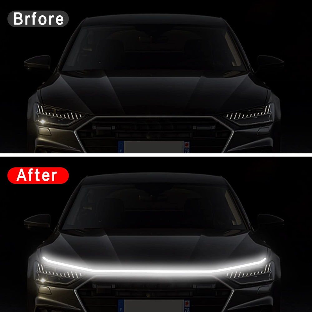 HConce white DRL light enhances night visibility and vehicle outline.