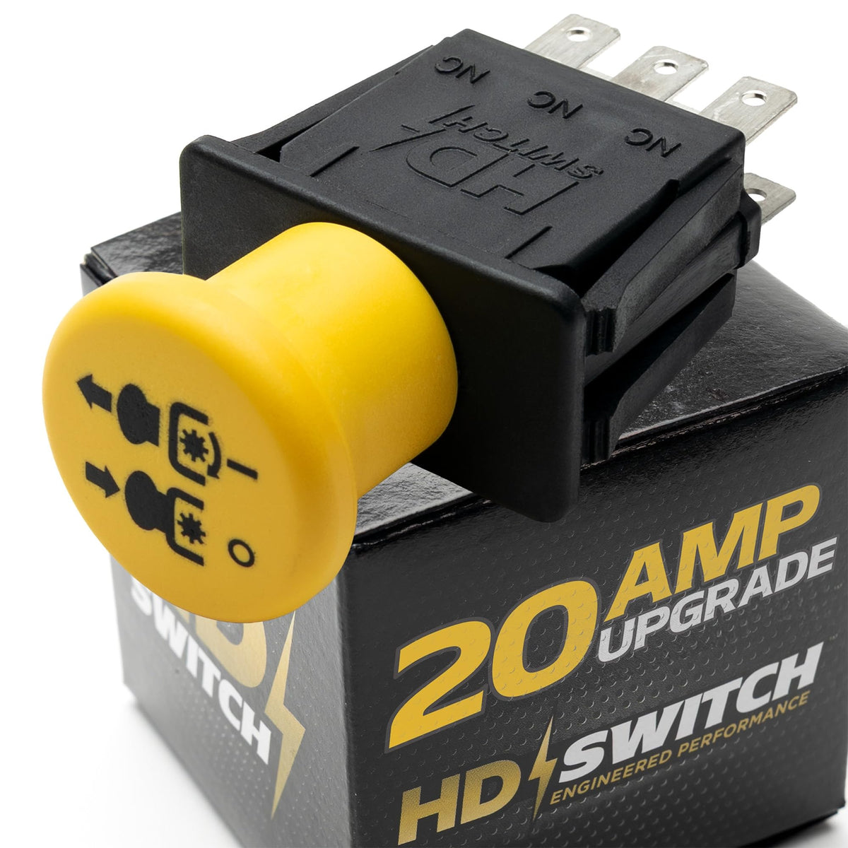 HD Switch 20A upgrade PTO switch front view shows rugged construction for outdoor use.