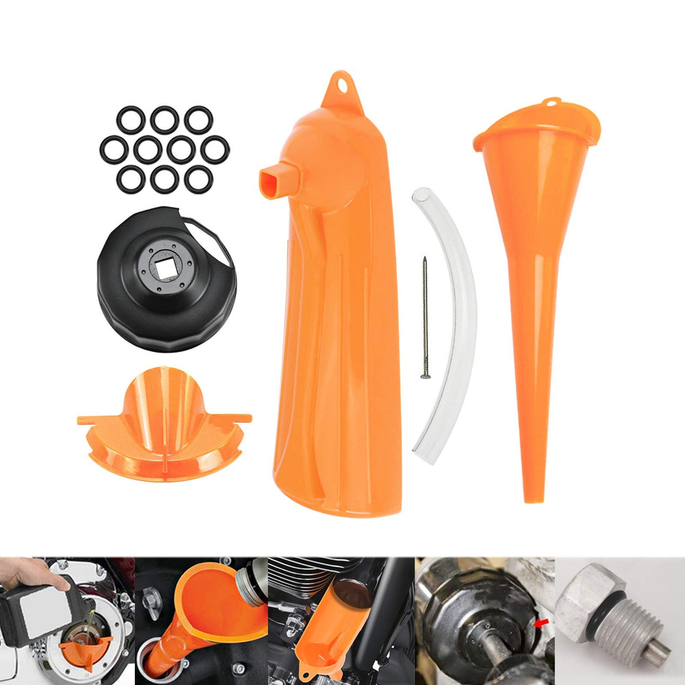 HDBUBALUS primary-case oil fill funnel reaches under the filter