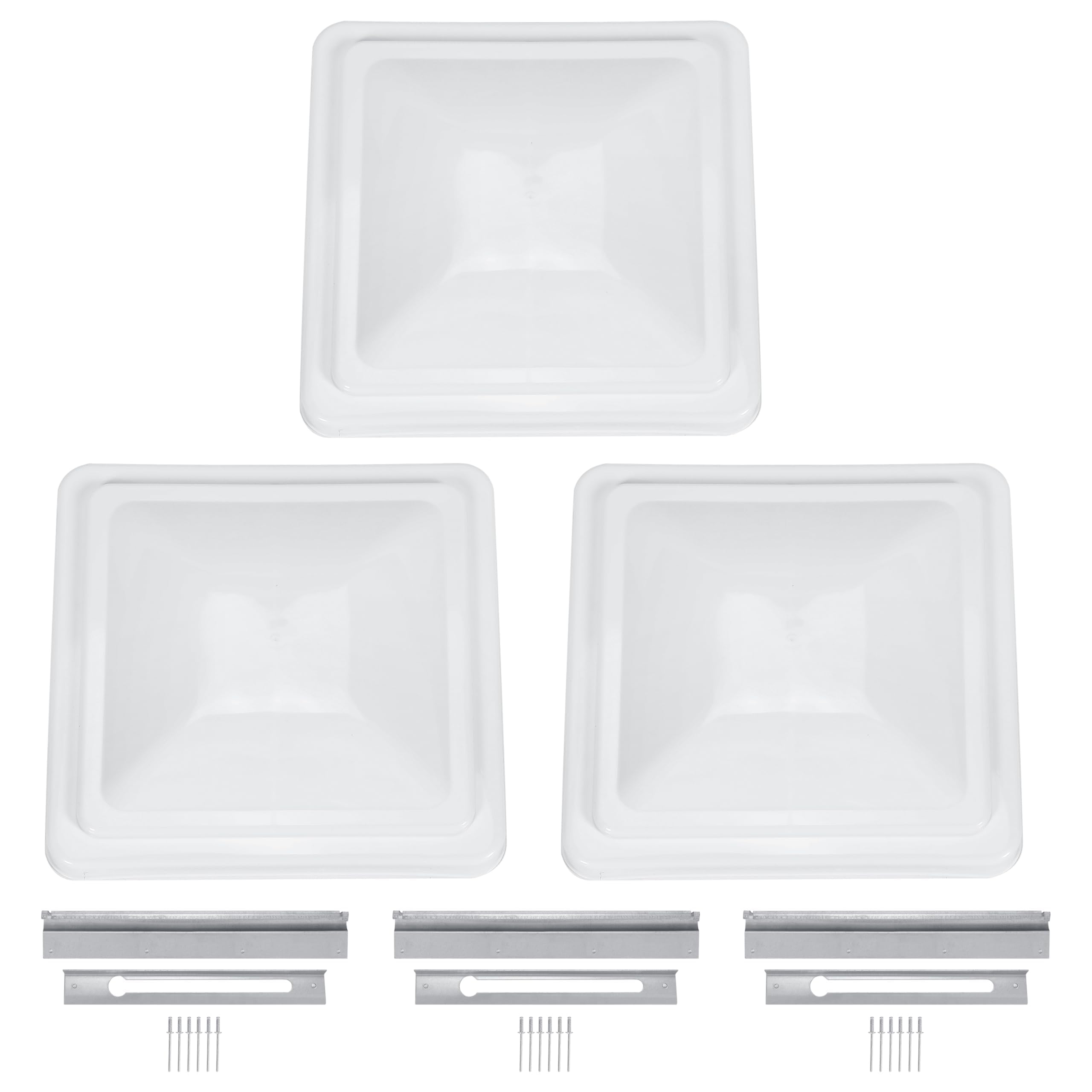 HECASA 14-inch RV roof vent cover front view protects from sun and rain
