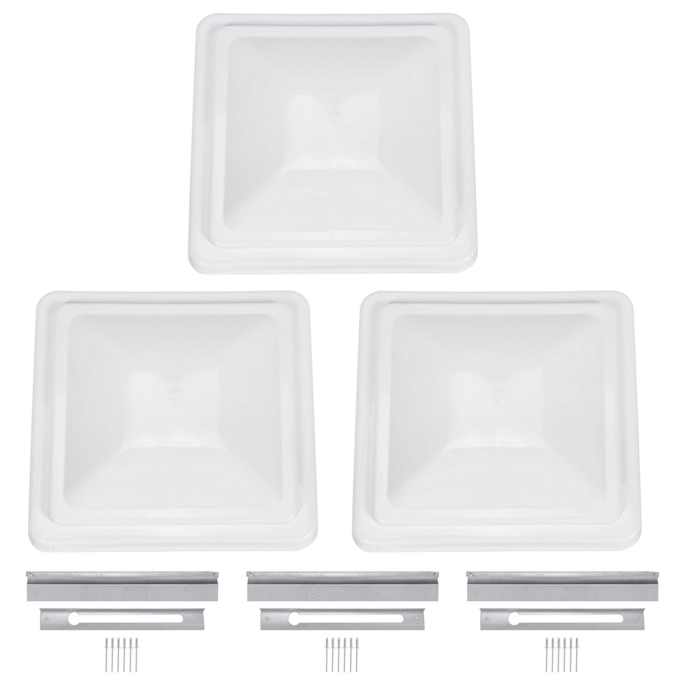 HECASA 14-inch RV roof vent cover front view protects from sun and rain
