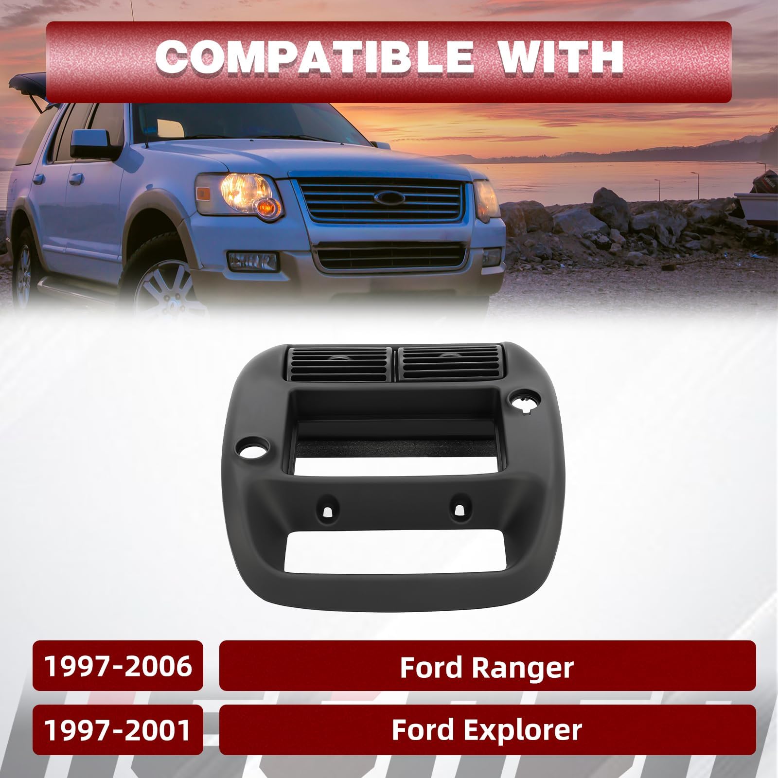 HECASA Ford Explorer bezel provides a clean, integrated look for 1997-2001 models.