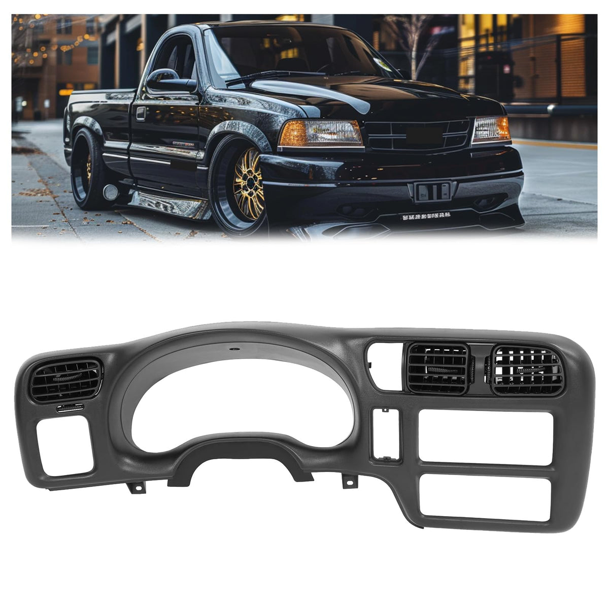 HECASA dash trim bezel cover for 1998-2002 Chevy S10 Blazer single din fit