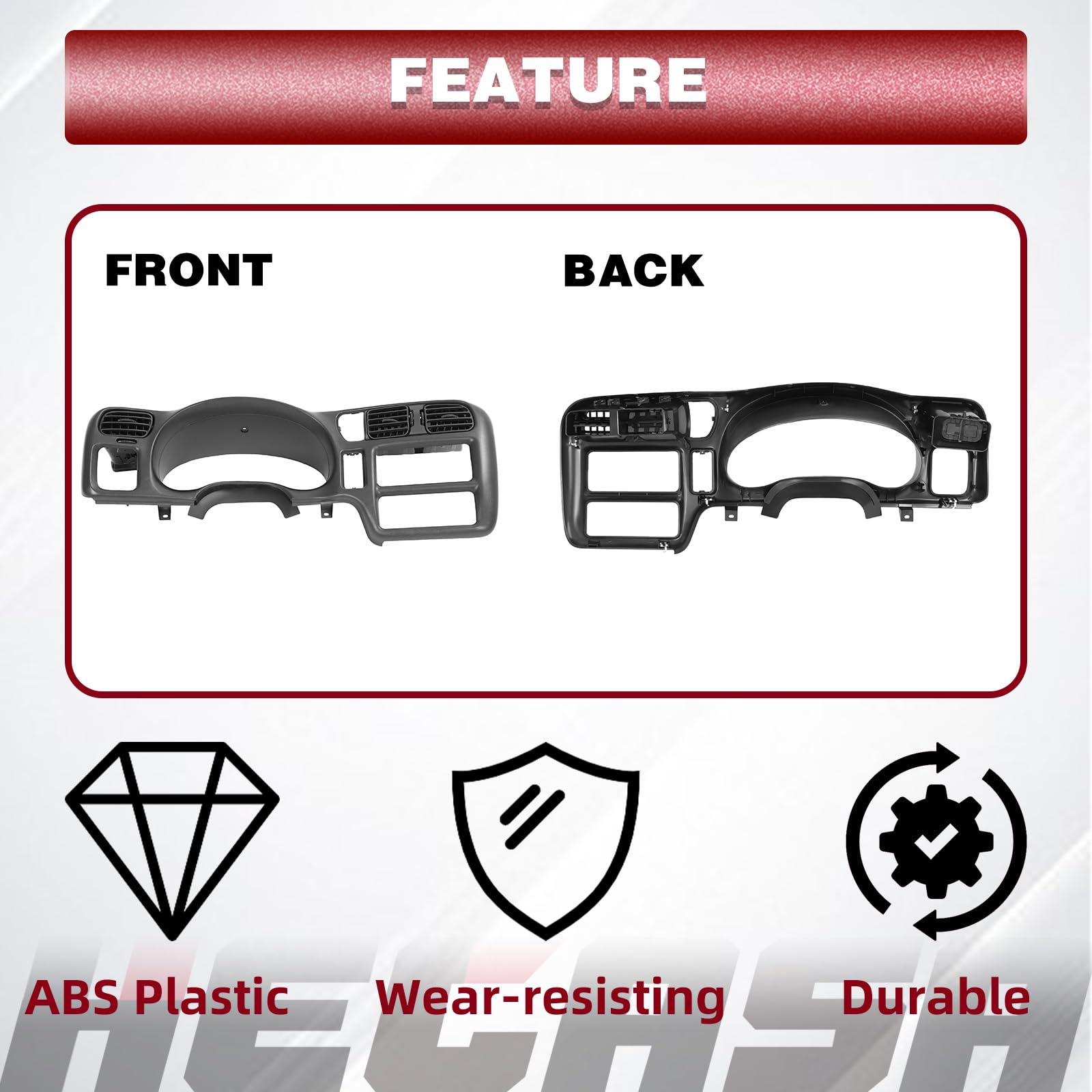 HECASA bezel panel protects the radio area with sturdy edge