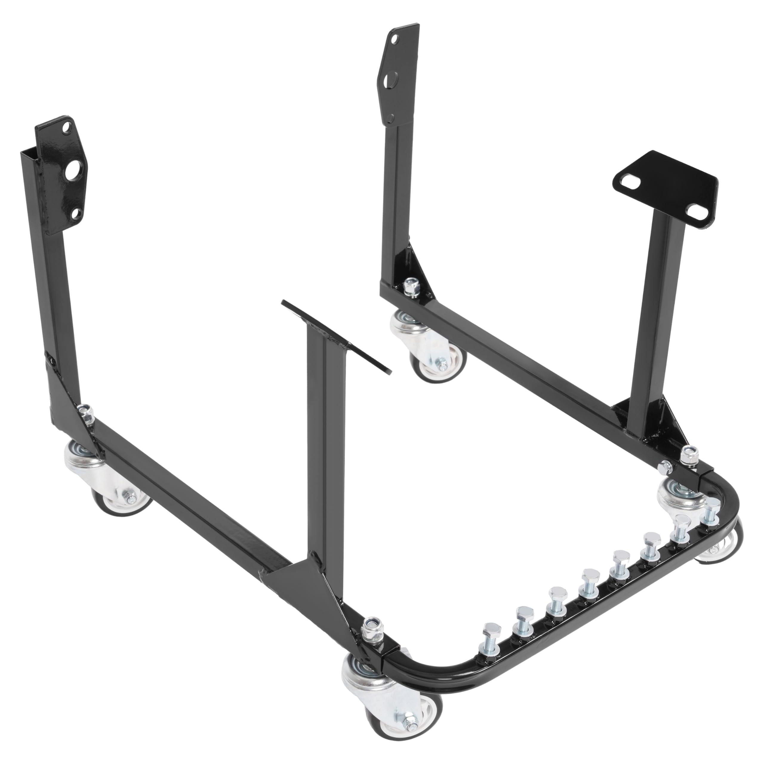 HECASA engine cradle stand with wheels supports Chevy small-block engines securely.