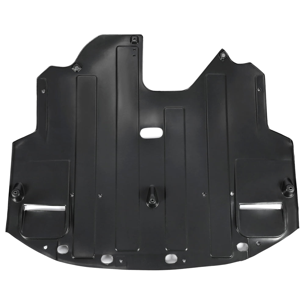 HECASA engine splash shield for Elantra front view protects the engine bay from mud and water.