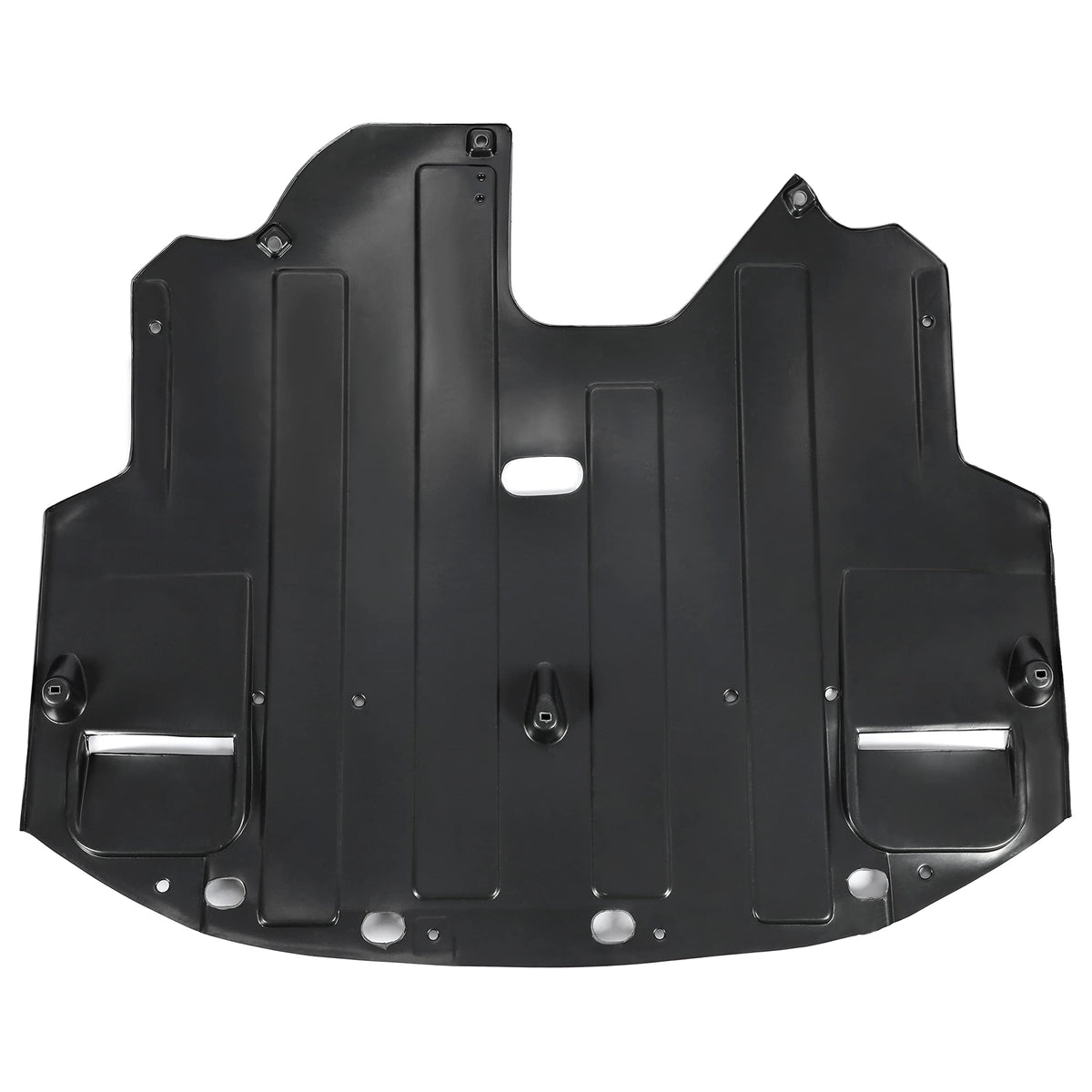 HECASA engine splash shield for Elantra front view protects the engine bay from mud and water.