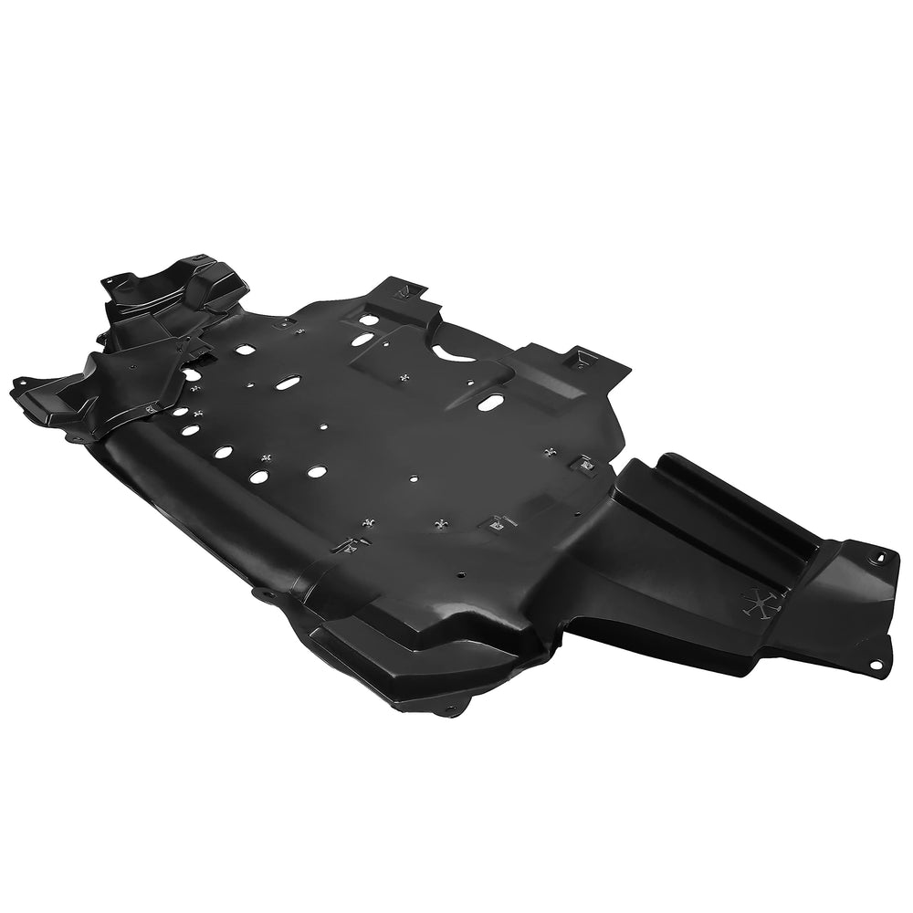 HECASA shield side view shows durable under-hood protection for Honda Fit.