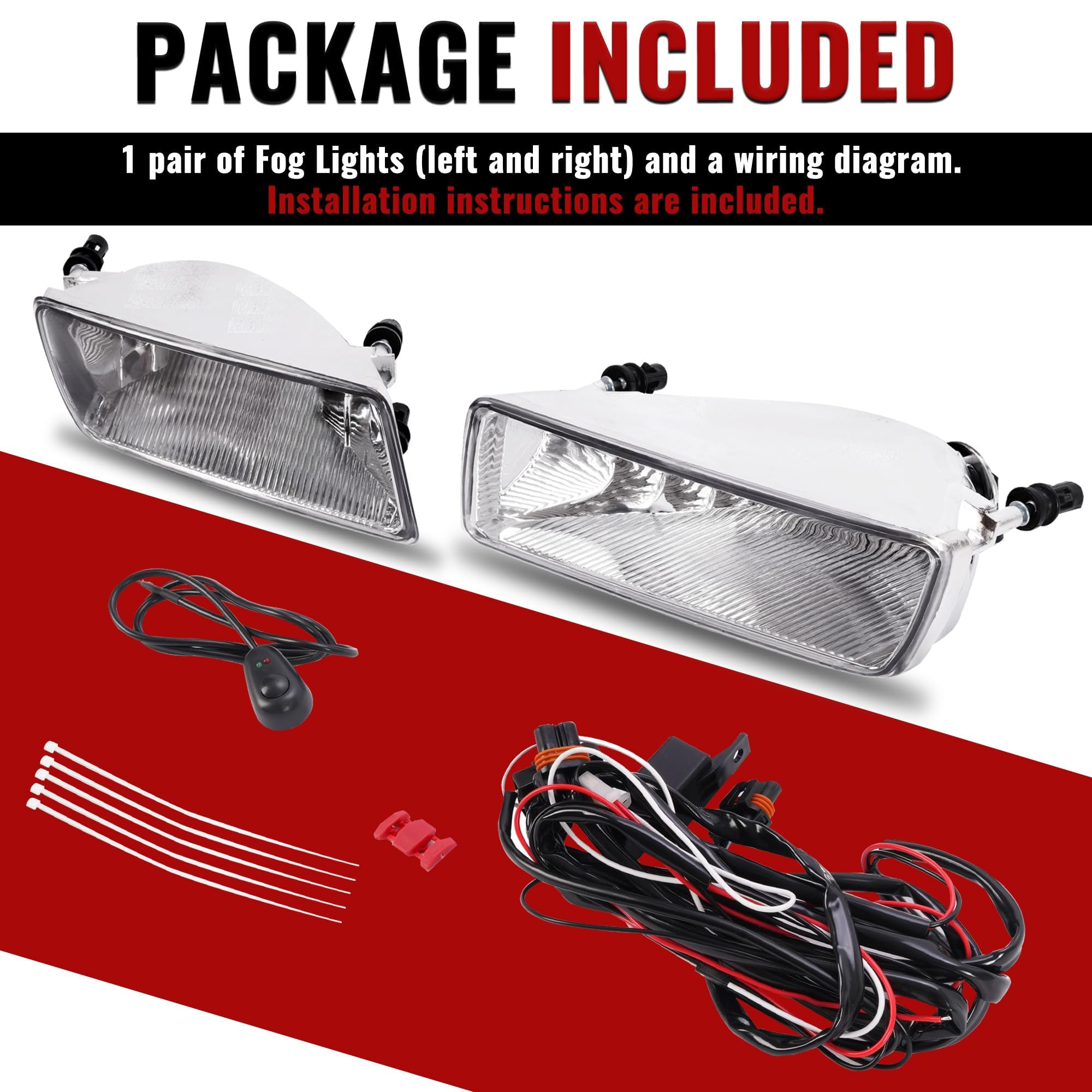 HECASA fog light packaging shows pair and installation guide for easy setup.