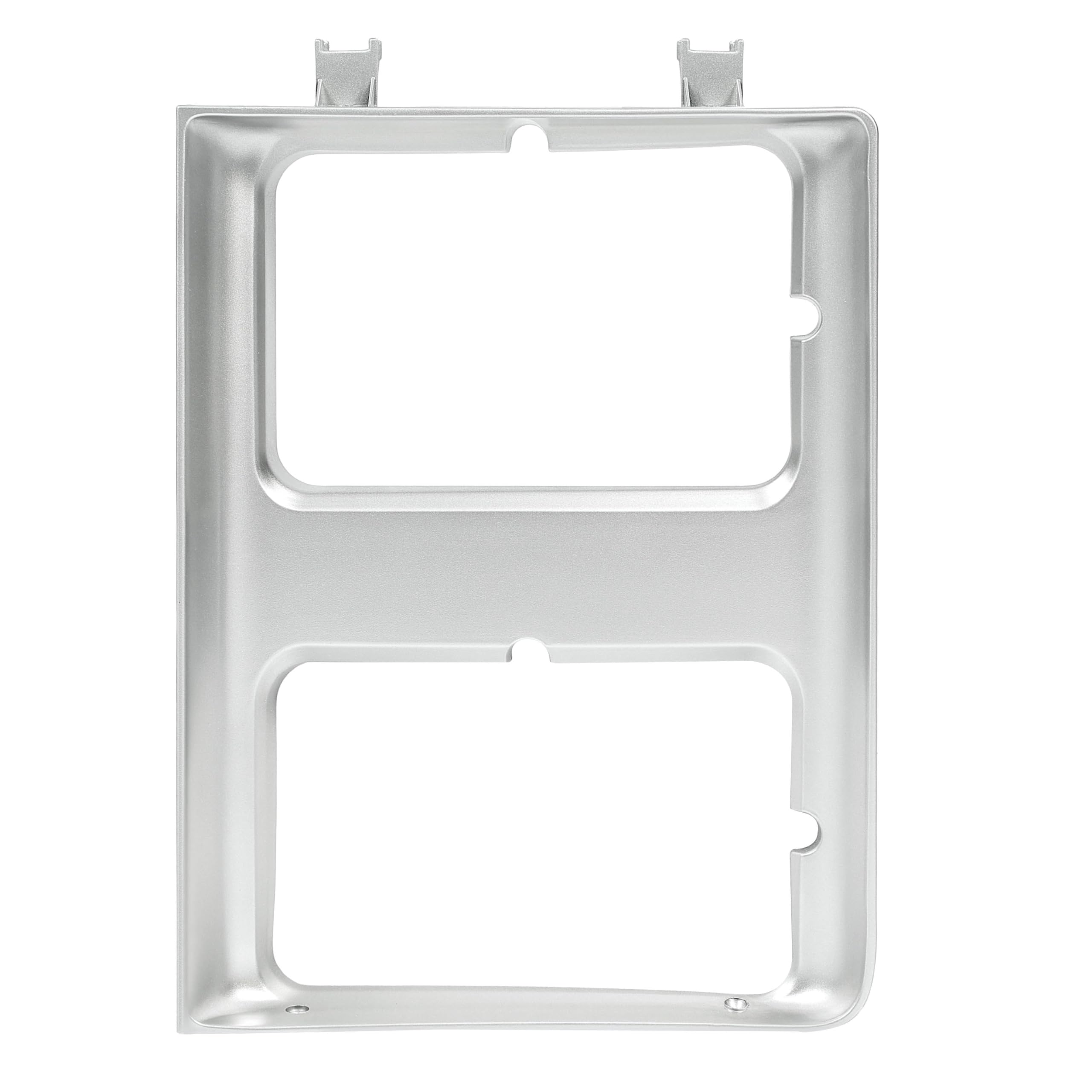 HECASA headlight bezel mounted on truck shows sleek silver finish.