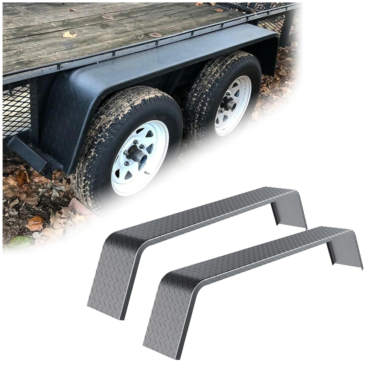 HECASA heavy-duty steel fender with diamond tread for 13-15 inch trailers