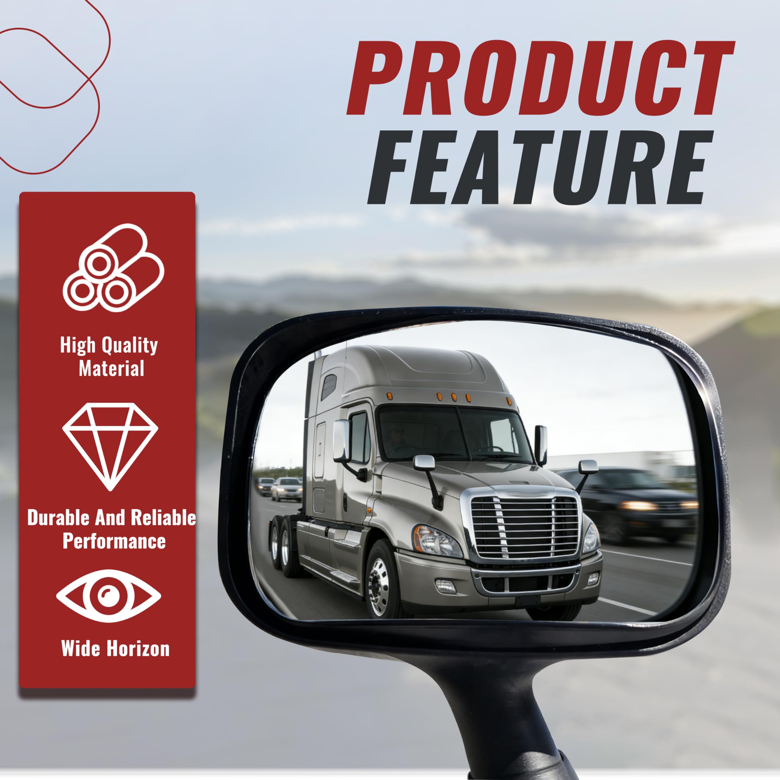HECASA black ABS hood mirror glass offers durable protection against harsh weather.
